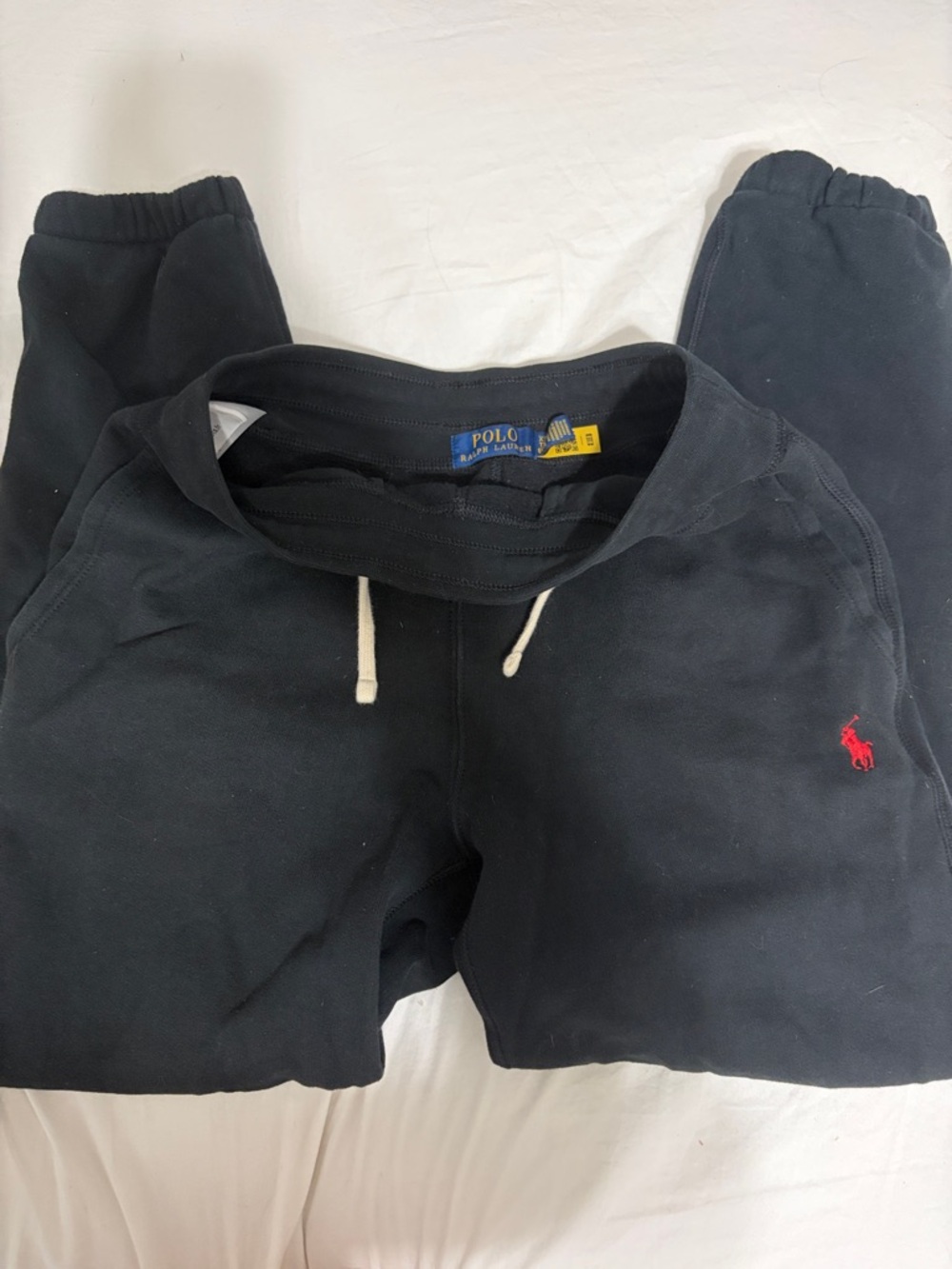 Polo by Ralph Lauren Black Jogger Sweatpants with Red Pony Embroidery